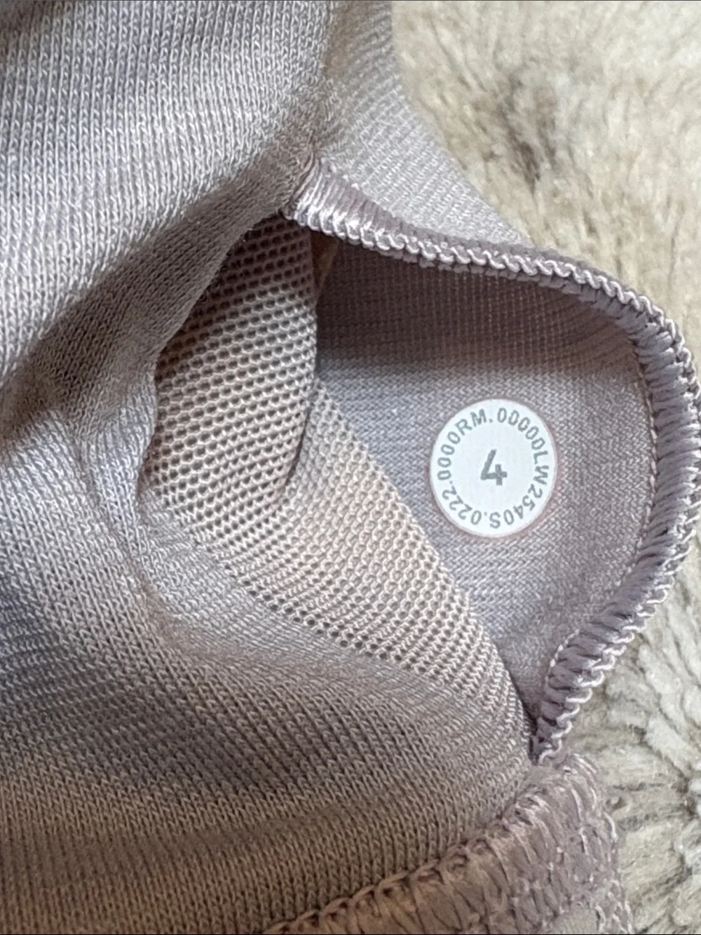lululemon Energy Bra in Light Gray with Pale Pink Strappy Back, Size 4